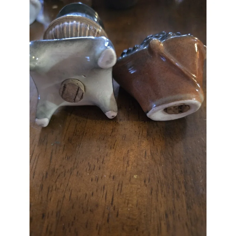 Vintage Ceramic Figural Pot Belly Stove & Coal Bucket Salt and Pepper Shaker Set